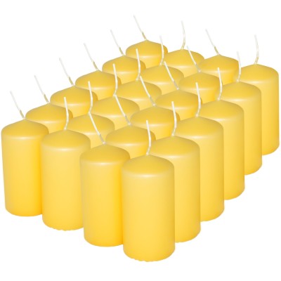 HotStar Pillar Wax Cylindrical Candles Duration 12 Hours d45 h90 mm Yellow Color Set of 24 Pieces