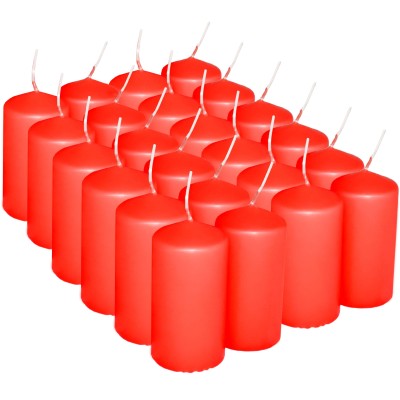 HotStar Pillar Wax Cylindrical Candles Duration 12 Hours d45 h90 mm RED Color Set of 24 Pieces