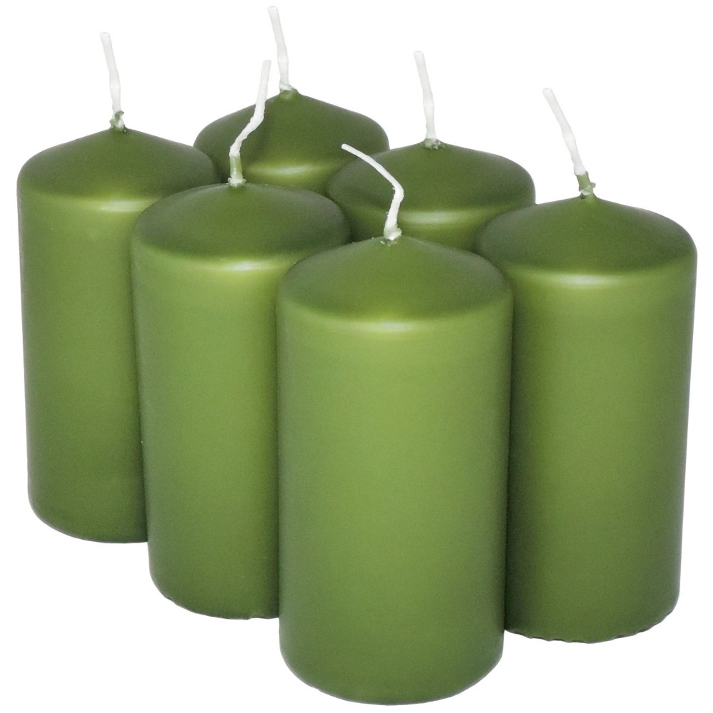 HotStar Pillar Wax Cylindrical Candles Duration 12 Hours d45 h90 mm GREEN Color Set of 6 Pieces