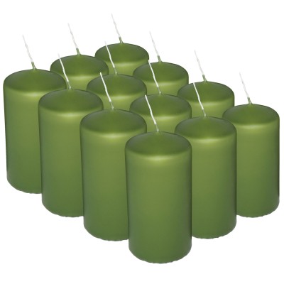 HotStar Pillar Wax Cylindrical Candles Duration 12 Hours d45 h90 mm GREEN Color Set of 12 Pieces