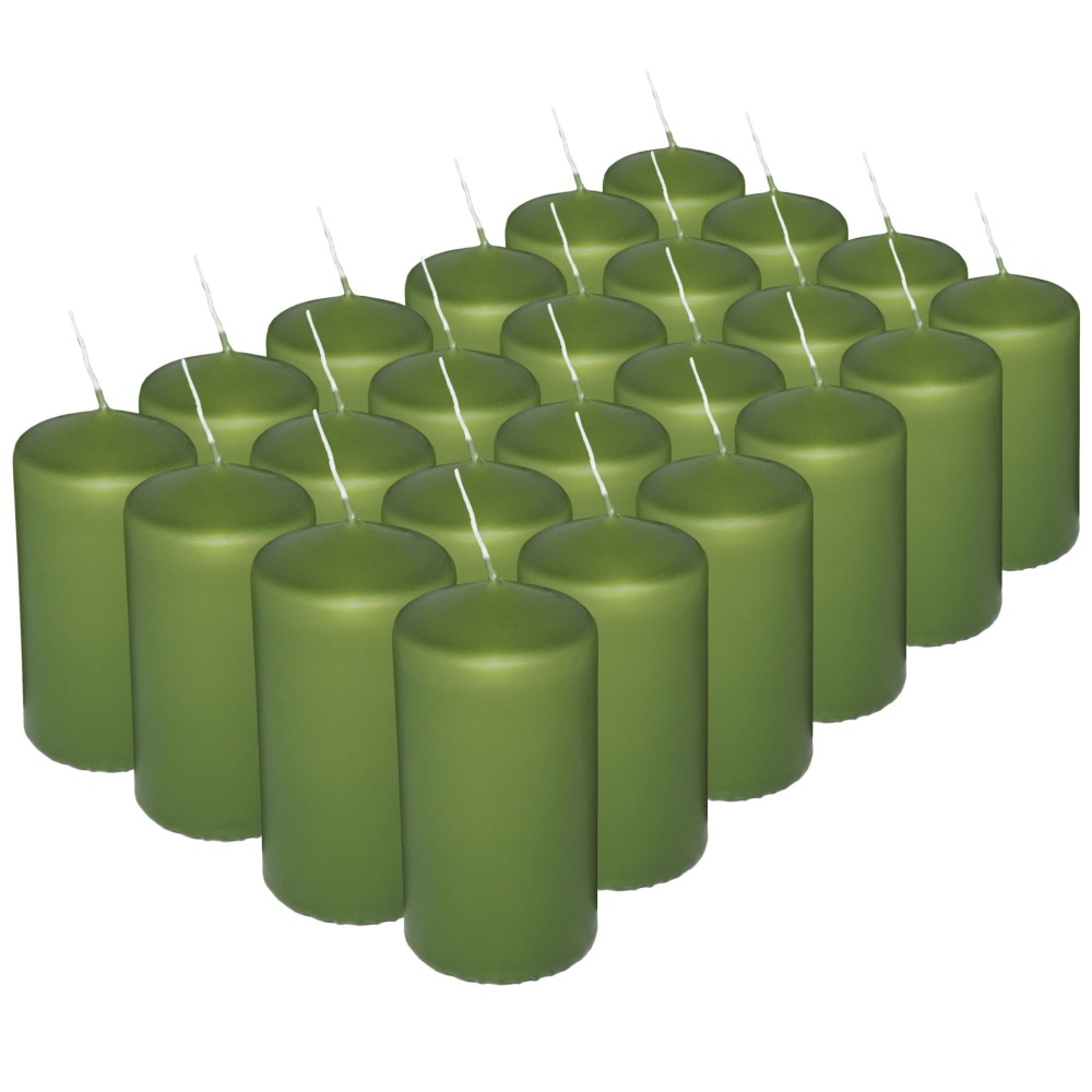 HotStar Pillar Wax Cylindrical Candles Duration 12 Hours d45 h90 mm GREEN Color Set of 24 Pieces