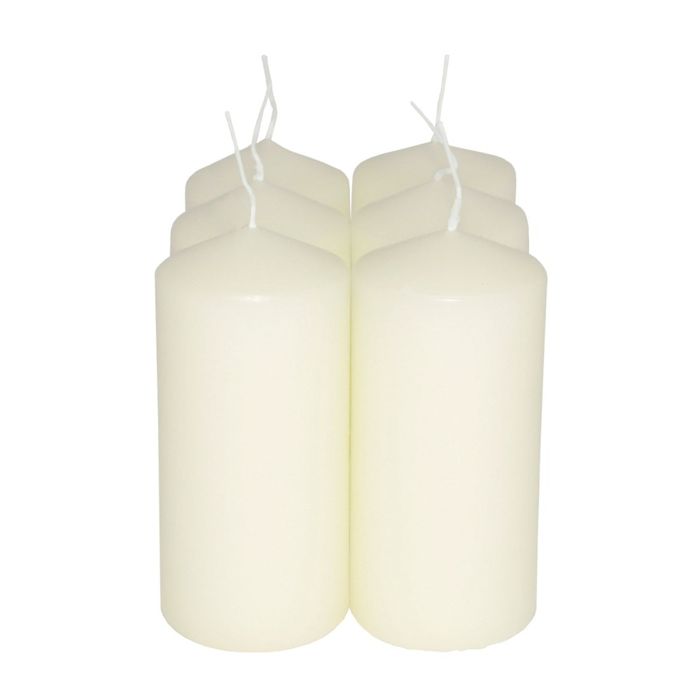 HotStar Pillar Wax Cylindrical Candles Duration 30 Hours d60 h120 mm Ivory Color Set of 6 Pieces