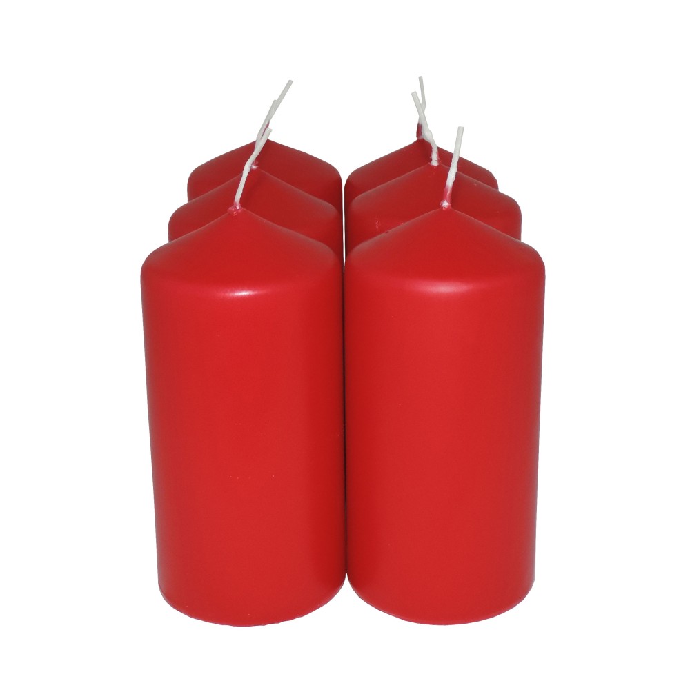 HotStar Candele Cilindriche Cera a Colonna Durata 30 Ore d60 h120 mm Colore Rosso Set di 6 Pezzi Antigoccia