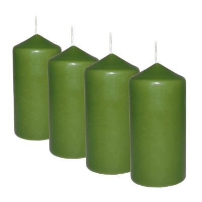 HotStar Candele Cilindriche Cera a Colonna Durata 30 Ore d60 h120 mm Colore Verde Set di 4 Pezzi Antigoccia