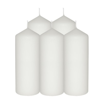 HotStar Pillar Wax Cylindrical Candles Duration 54 Hours d60 h165 mm White Color Set of 5 Pieces