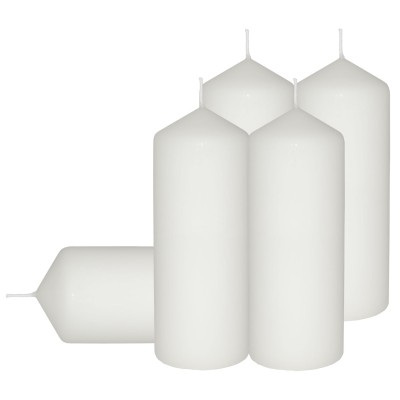 HotStar Pillar Wax Cylindrical Candles Duration 54 Hours d60 h165 mm White Color Set of 5 Pieces