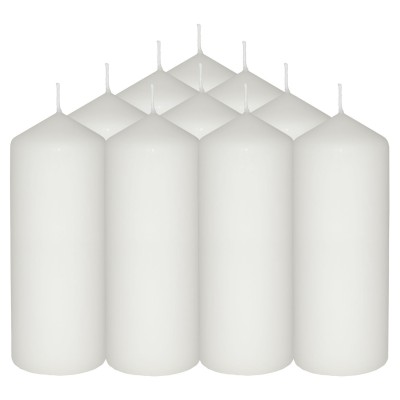 HotStar Candele Cilindriche Cera a Colonna Durata 54 Ore d60 h165 mm Colore Bianco Set di 10 Pezzi Antigoccia