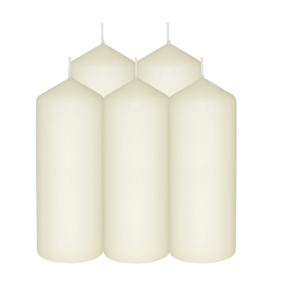 HotStar Pillar Wax Cylindrical Candles Duration 54 Hours d60 h165 mm Ivory Color Set of 5 Pieces
