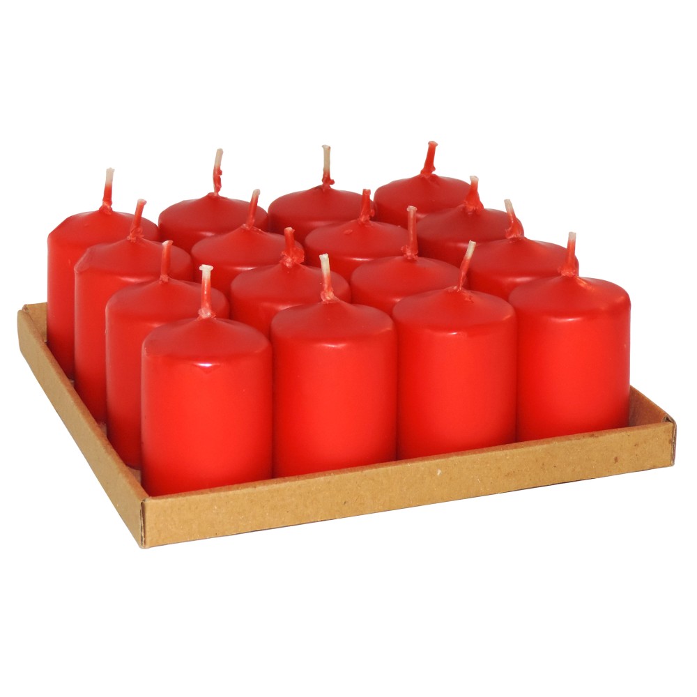 HotStar Scented Candles Strawberry 16 Pcs Pillar Duration 6 Hours 35x50 mm Strawberry color