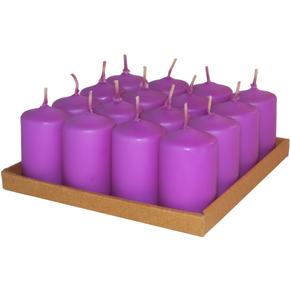 HotStar Scented Candles Lavender 16 Pcs Pillar Duration 6 Hours 35x50 mm Lavender color