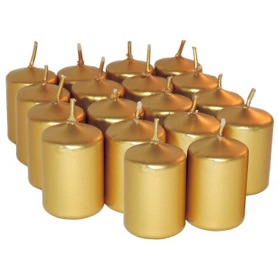 HotStar Unscented Candles Metallic Gold 18 Pcs Pillar Duration 6 Hours 35x50 mm