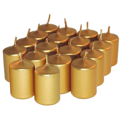 HotStar Unscented Candles Metallic Gold 18 Pcs Pillar Duration 6 Hours 35x50 mm